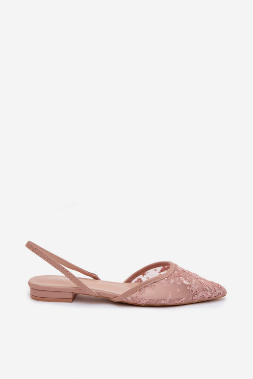 Sandálias de malha rosa com cadarços e salto largo Selissey