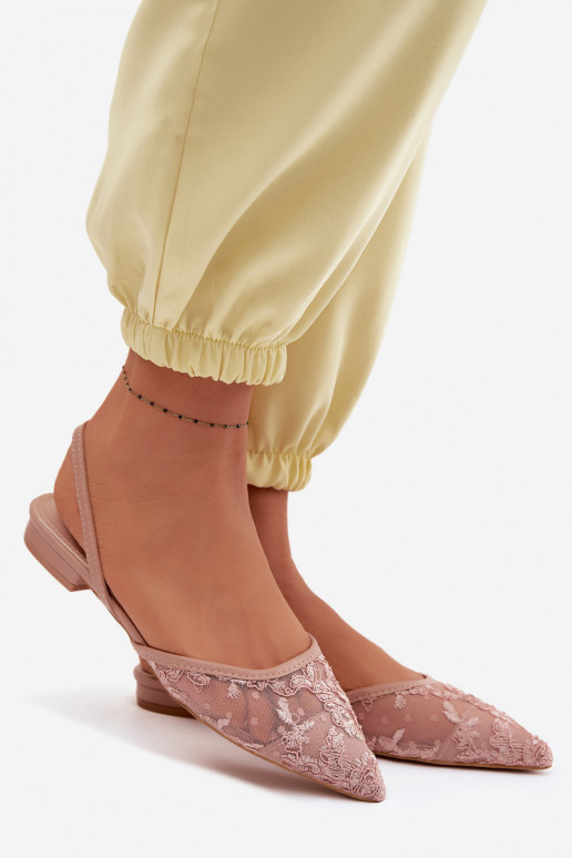 Sandálias de malha rosa com cadarços e salto largo Selissey