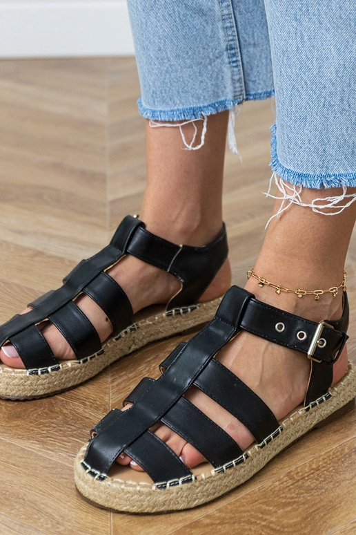 Sandálias espadrilles fechadas pretas Kleona
