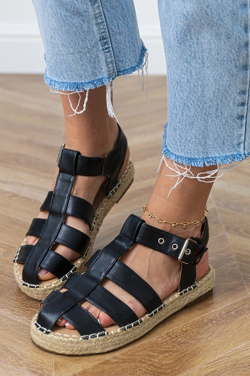 Sandálias espadrilles fechadas pretas Kleona