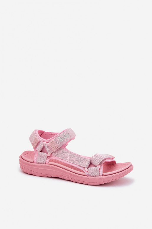Sandálias rosas para mulheres com fechos adesivos Lee Cooper LCIN-25-34-3561L