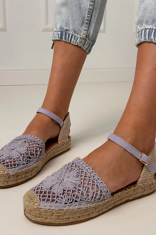 Sandálias espadrilles roxas de renda Santos