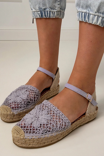 Sandálias espadrilles roxas de renda Santos 2