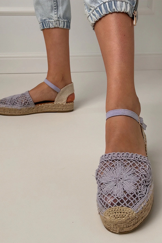 Sandálias espadrilles roxas de renda Santos