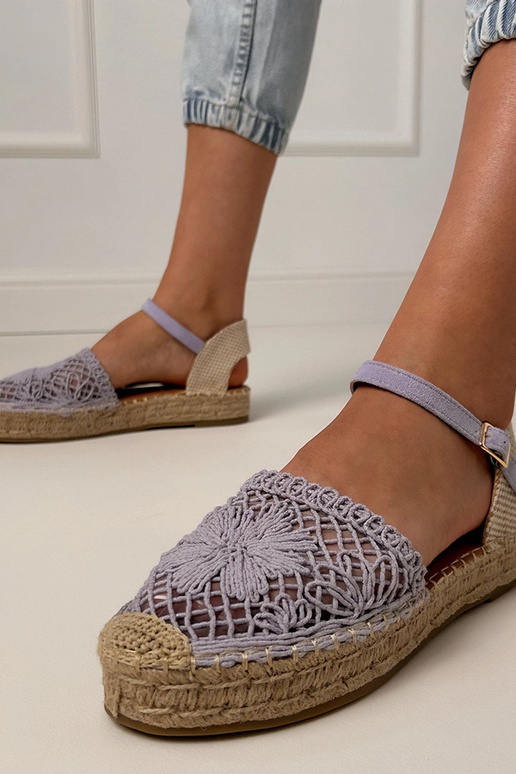 Sandálias espadrilles roxas de renda Santos
