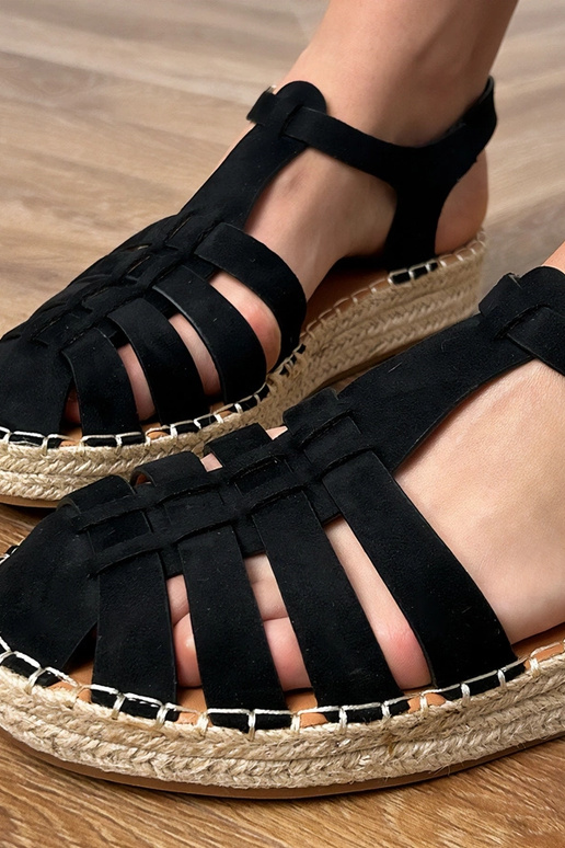 Sandálias gladiadoras de espadrilha pretas em camurça sintética Talejda