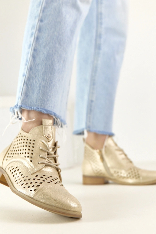 Botins perfurados dourados Potocki