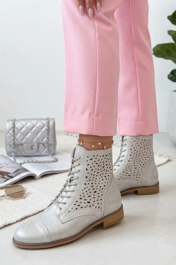 Botins de couro cinzentos perfurados Cambell 2