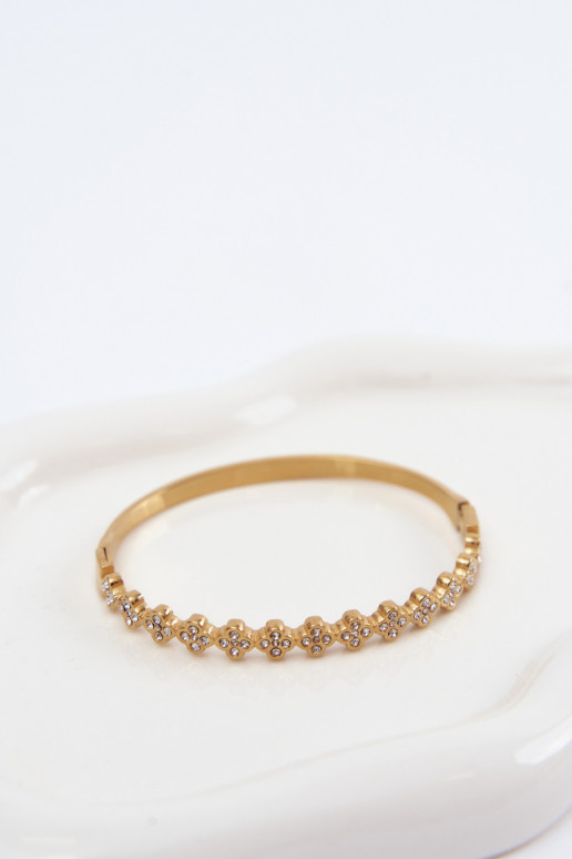 Pulseira dourada feminina com pedras brilhantes