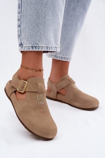 Sandálias femininas em camurça natural Big Star TT274542 bege