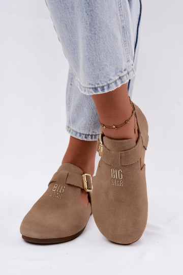 Sandálias femininas em camurça natural Big Star TT274542 bege 2