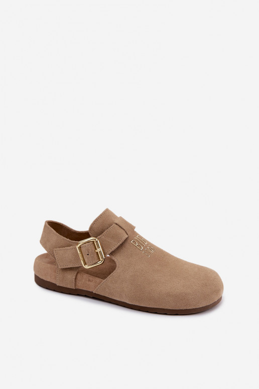 Sandálias femininas em camurça natural Big Star TT274542 bege