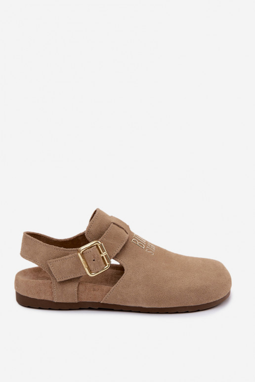 Sandálias femininas em camurça natural Big Star TT274542 bege