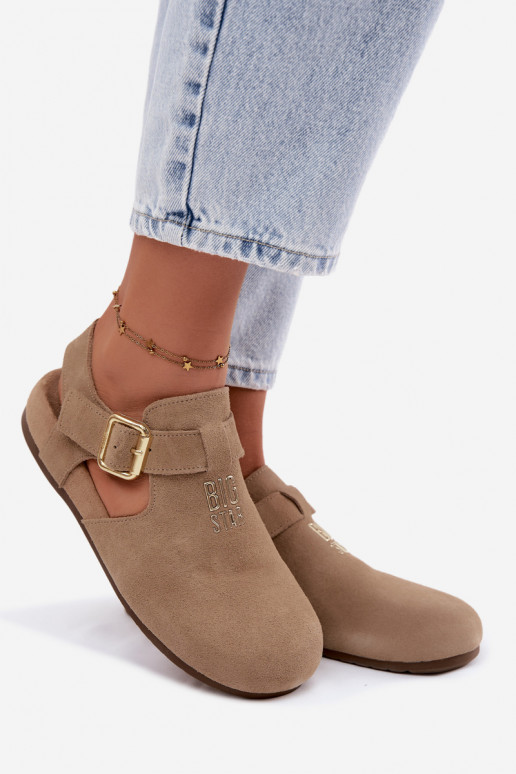 Sandálias femininas em camurça natural Big Star TT274542 bege