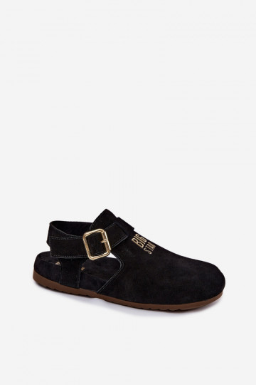 Sandálias femininas em camurça natural Big Star TT274544 pretas 2