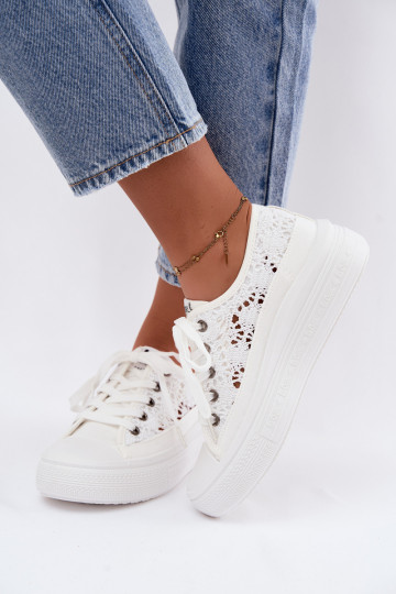Sapatos casuais brancos com plataforma e elementos recortados Lee Cooper LCIN-26-44-4485 2