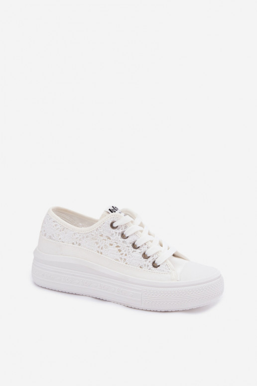 Sapatos casuais brancos com plataforma e elementos recortados Lee Cooper LCIN-26-44-4485