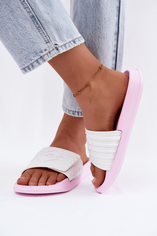 Chinelos rosa-brancos femininos LOTTO FLYDE 2400941U-4110
