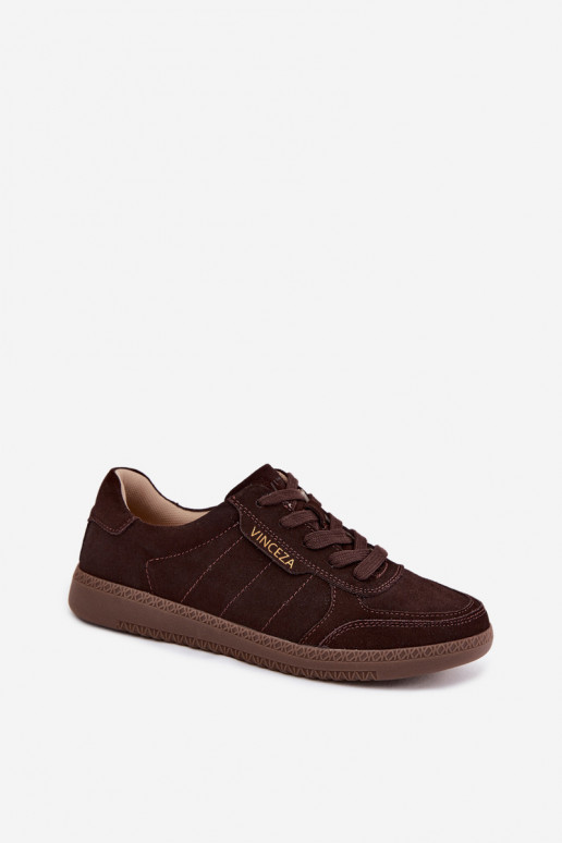 Ténis masculinos de camurça sintética Vinceza 79635 cor chocolate