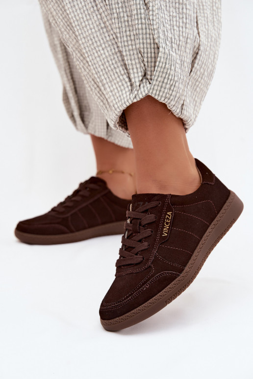 Ténis masculinos de camurça sintética Vinceza 79635 cor chocolate
