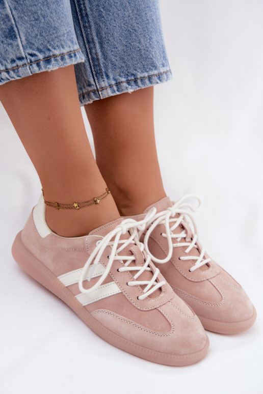 Pele de camurça À modalo de tênis Feminino cor rosa Ismina