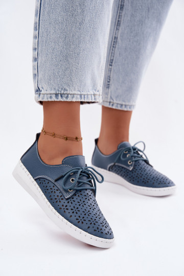 Sapatos azuis escuros femininos com elementos vazados Softie