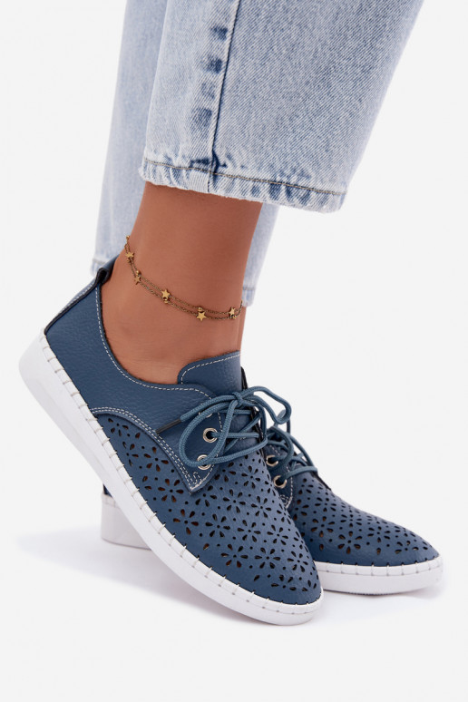 Sapatos azuis escuros femininos com elementos vazados Softie