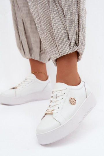 Pele À modalo de tênis Feminino com uma plataforma cor branca Dainty