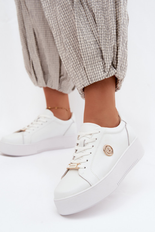 Pele À modalo de tênis Feminino com uma plataforma cor branca Dainty