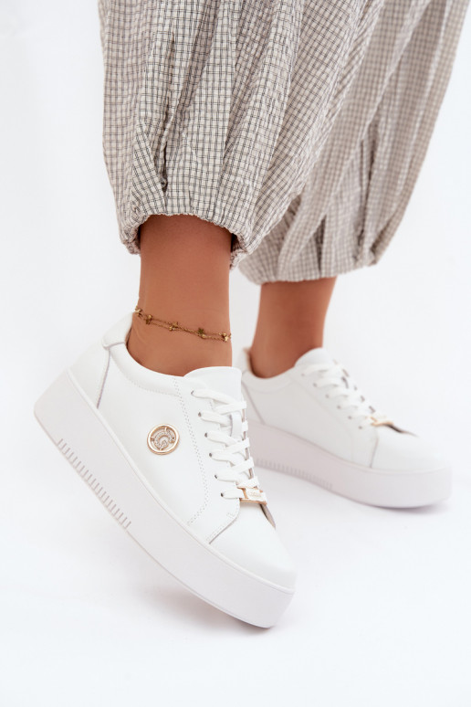 Pele À modalo de tênis Feminino com uma plataforma cor branca Dainty