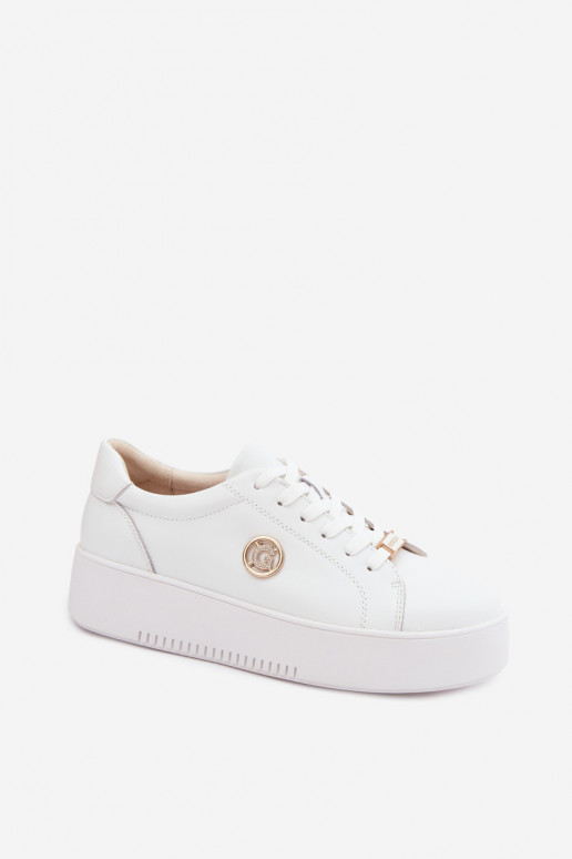 Pele À modalo de tênis Feminino com uma plataforma cor branca Dainty