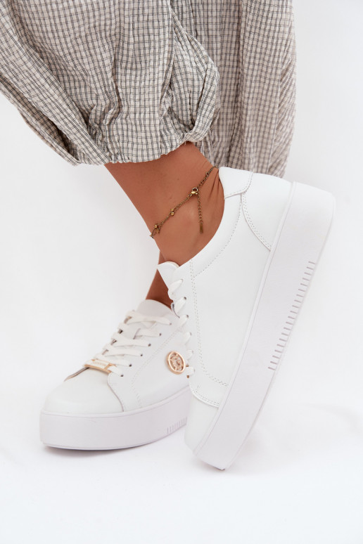 Ténis brancos femininos com plataforma Dainty