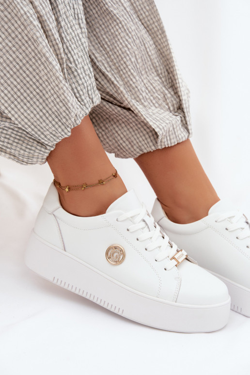 Pele À modalo de tênis Feminino com uma plataforma cor branca Dainty