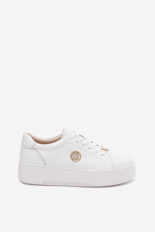 Pele À modalo de tênis Feminino com uma plataforma cor branca Dainty