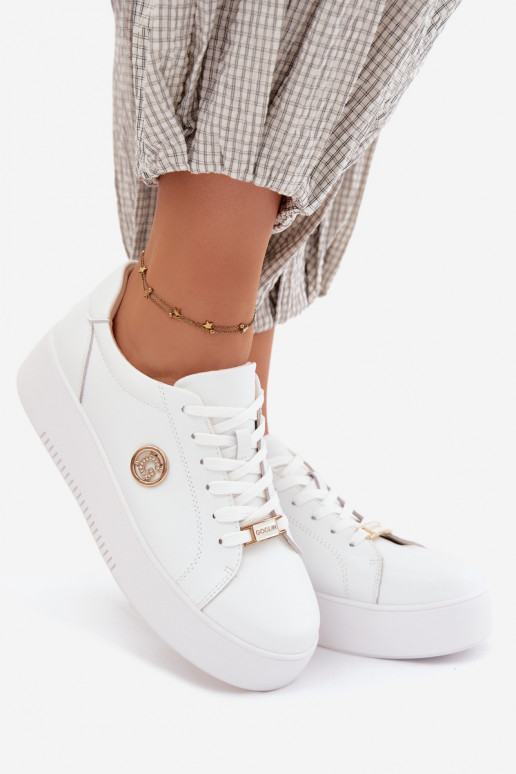 Pele À modalo de tênis Feminino com uma plataforma cor branca Dainty