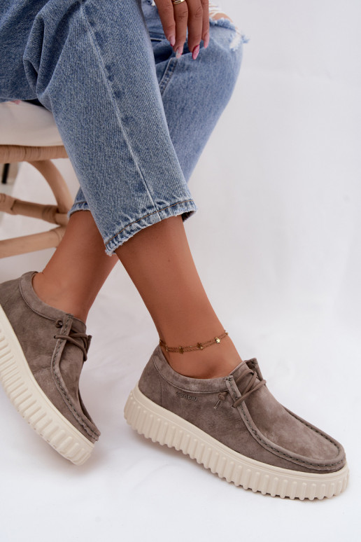 Sapatos de cor argila femininos em camurça sintética com plataforma Jamila