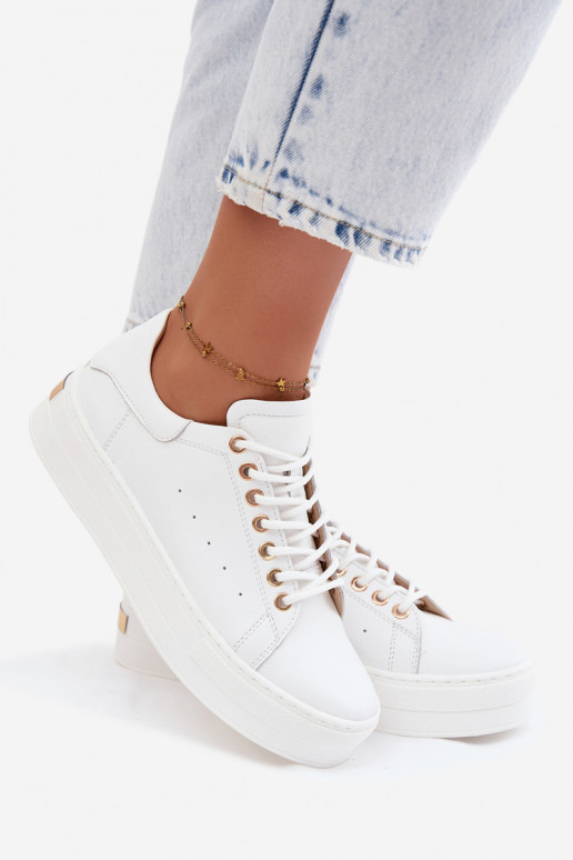 Pele À modalo de tênis Feminino com uma plataforma Zazoo N408S7 cor branca