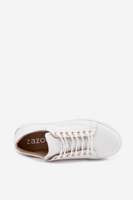 Pele À modalo de tênis Feminino com uma plataforma Zazoo N408S7 cor branca