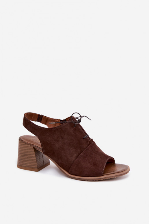 Sapatos de salto elegantes em couro com detalhes estilosos Zazoo 40523 na cor chocolate
