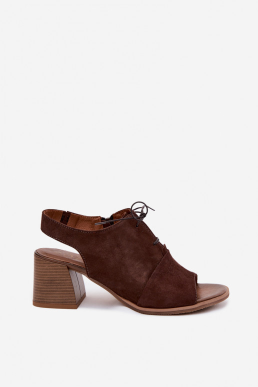 Sapatos de salto elegantes em couro com detalhes estilosos Zazoo 40523 na cor chocolate