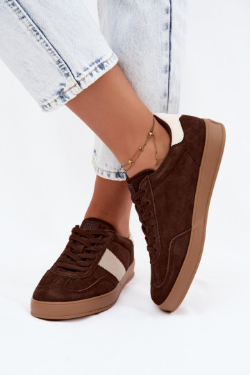 Ténis para mulheres feitos de camurça sintética Big Star UU274008 na cor chocolate 2