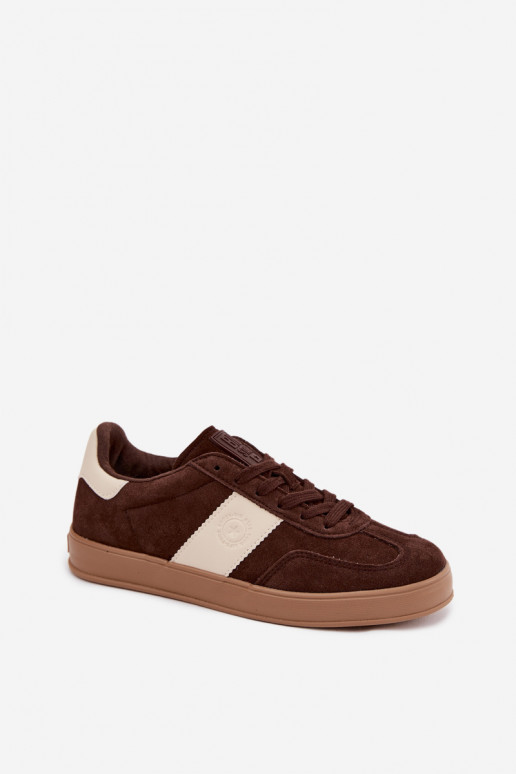 Ténis para mulheres feitos de camurça sintética Big Star UU274008 na cor chocolate