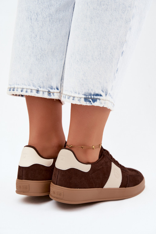 Ténis para mulheres feitos de camurça sintética Big Star UU274008 na cor chocolate