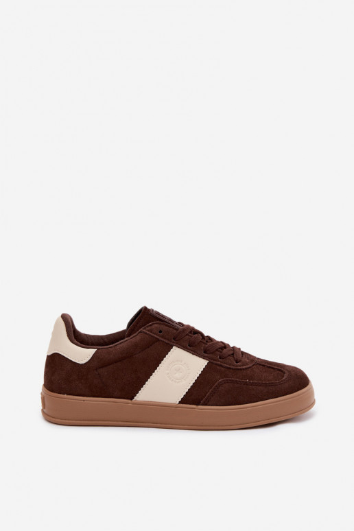 Ténis para mulheres feitos de camurça sintética Big Star UU274008 na cor chocolate