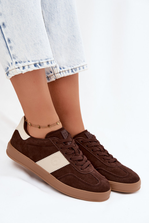 Ténis para mulheres feitos de camurça sintética Big Star UU274008 na cor chocolate