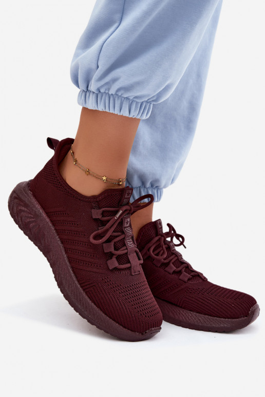 Calçado desportivo slip-on para mulheres Big Star UU274053 na cor bordô