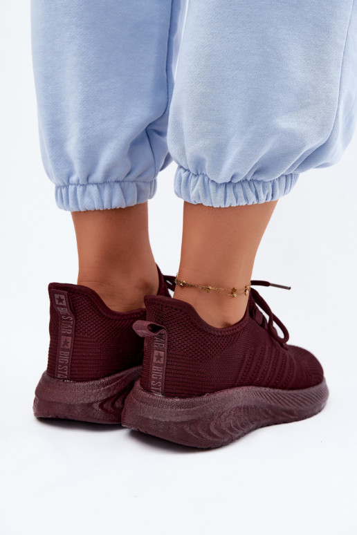 Calçado desportivo slip-on para mulheres Big Star UU274053 na cor bordô