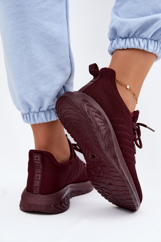 Calçado desportivo slip-on para mulheres Big Star UU274053 na cor bordô