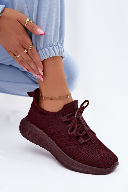 Calçado desportivo slip-on para mulheres Big Star UU274053 na cor bordô