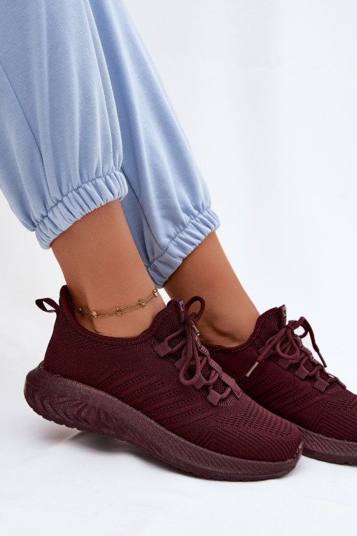 Calçado desportivo slip-on para mulheres Big Star UU274053 na cor bordô